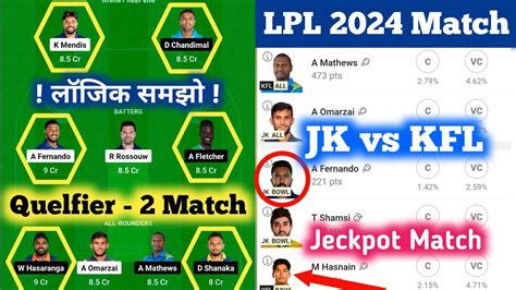 Jk Vs Kfl Dream Prediction Jaffna Kings Vs Kandy Falcons Dream