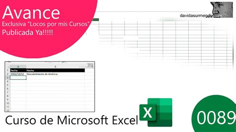 AVANCE 0089 Curso Excel Operaciones básicas con fechas y conceptos