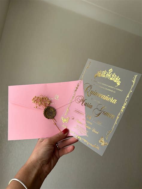 Quinceañera Invitation Gold Gilded Invitation Acrylic - Etsy