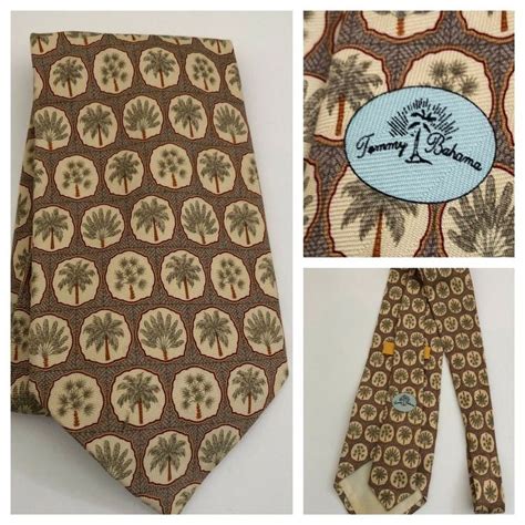 Tommy Bahama Palm Tree Silk Tie Handmade Beige Green Brown X