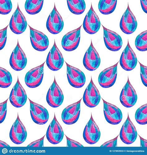 Watercolor Rain Drops Seamless Pattern Hand Painted Abstract Modern