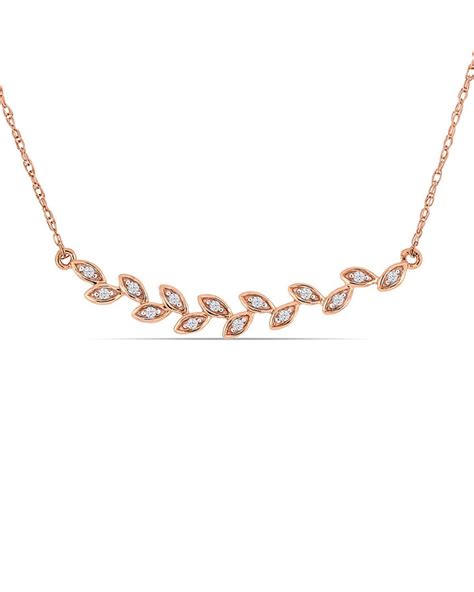 Buy Rina Limor K Rose Gold Ct Tw Diamond Leaf Necklace