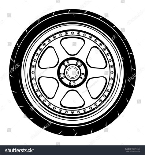 Car Wheel Rim Vector Silhouette