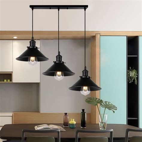 Uni R Tro Lustre Suspension Industrielle E T Te Tout Noir