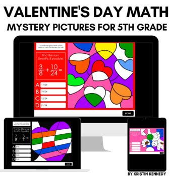 5th Grade Valentine S Day Fraction Mystery Pictures By Kristin Kennedy