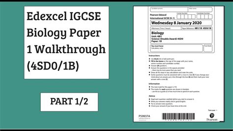 PART 1 2 Pearson Edexcel IGCSE Biology Paper 1 Walkthrough 4SD0 1B