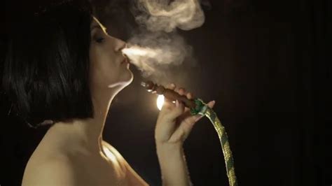 Beautiful Naked Woman Smoking Hookah A Stock Video Pond5