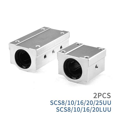 2PCS SCS8UU Bearing Slide Block Linear Motion Bushing SCS8LUU SCS10UU