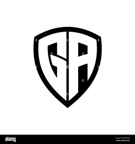 Ga Monogram Logo With Bold Letters Shield Shape With Black And White