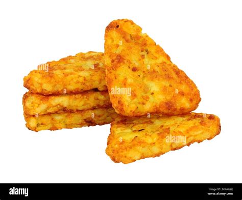 Group Of Crispy Potato Hash Browns Isolated On A White Background Stock