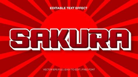 Premium Vector Red And White Sakura D Editable Text Effect Font