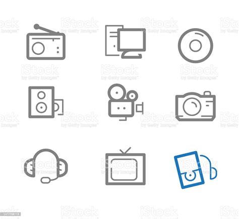 Ilustración De Conjunto De Iconos De Los Medios De Comunicación Y Más