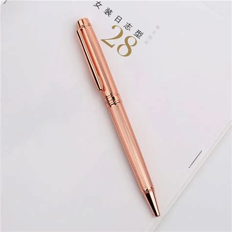 High End Carved Ballpoint Pen Luxury Rotating Full Metal Rose Gold Gel