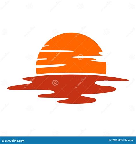 Beautiful Sunset Logo Vector Half Sun Mirage Logo Icon Symbol Stock