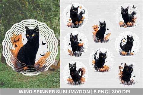 Wind Spinner Black Cat Halloween Graphic By Artnoy Creative Fabrica