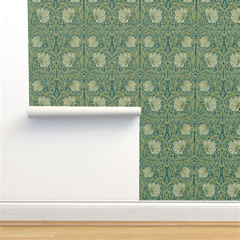 William Morris Antiqued Pimpernel Wallpaper Spoonflower