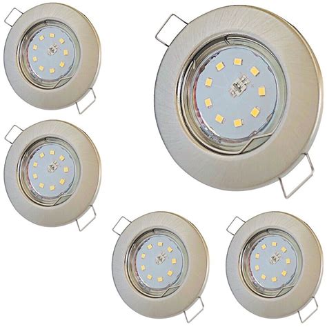 Flache LED Einbaustrahler Silber 5W Module 230V Step Dimmbar