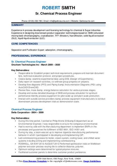 10 Chemical Process Engineer Resume Samples Templates For 2025