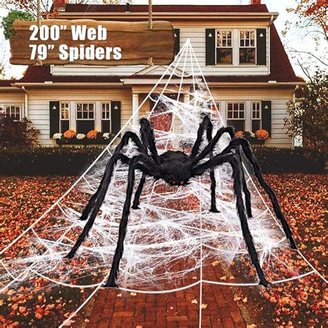 Zomijomi Halloween Decorations 200 Spider Web With 79”giant Spider