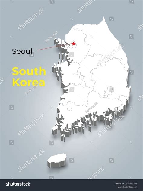 South Korea 3d Map Borders Regions Stock Vector (Royalty Free ...