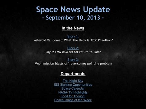 Space News Update September 10 In The News Departments Ppt Download