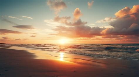 Premium Photo | Sunset on a sea beach