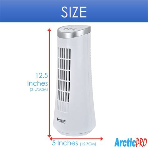 Arctic Pro Desktop Oscillating Slim Mini Tower Fan White 12 Inches