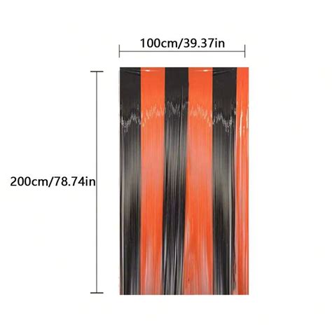 1 Pack 3 3ft X 6 6ft Tinsel Curtain Orange Black Metallic Tinsel Foil