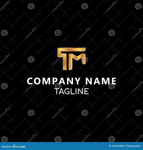 Tm Monogram Initial Letters Vector Logo Template In Gold Style Stock