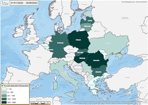 Peste Suina Africana. Mappe della situazione attuale in Europa. Sul