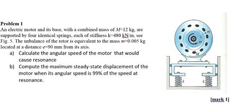 Solved An Electric Motor And Its Base With A Combined Mass