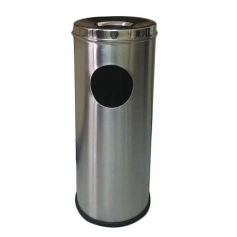 Standing Silver Stainless Steel Ash Can Bin Material Grade Ss 202 At