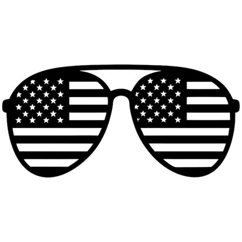 Usa Flag Aviator Sunglass Black Silhouette Vector Art And Illustration