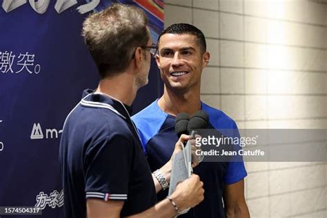 Cristiano Ronaldo Of Al Nassr Is Interviewed By French Journalist