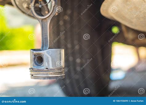 Worn Car Piston Hanging Stock Image Image Of Joke Vehicle 186193699