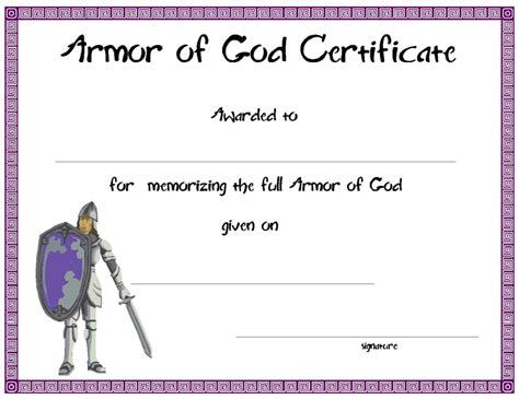 Armor of God Certificate Template Download Printable PDF | Templateroller