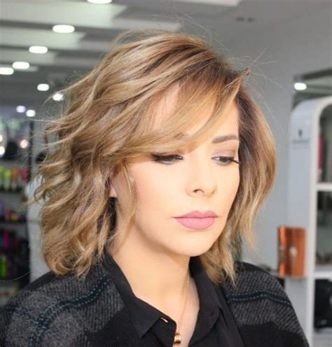 Wispy Wavy Bob With Side Bangs Medium Length Hair Cuts With Layers