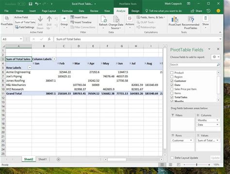 Pivot Table Excel Sample In The Event That You Manage A Team Employee