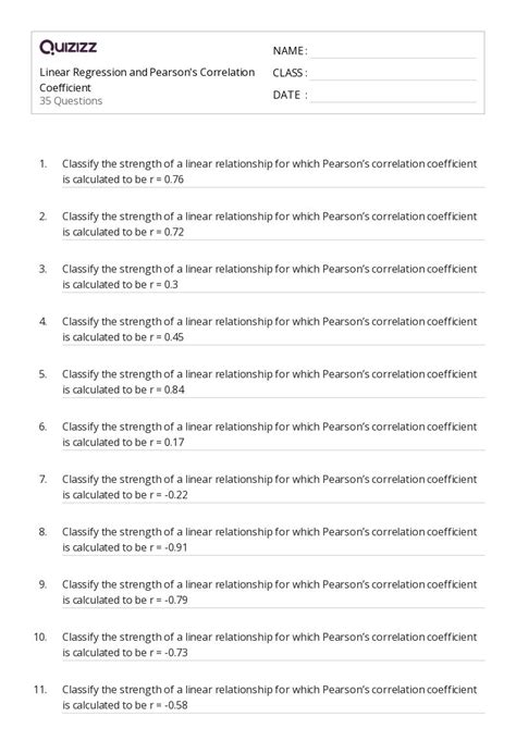 50 Correlation And Coefficients Worksheets On Quizizz Free And Printable