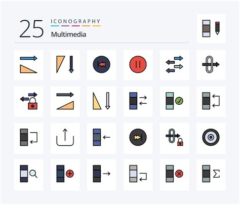 Free Vector Multimedia Line Filled Icon Pack Including Data