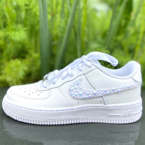 Custom Pearl Nike Air Force S Womens Junior Custom Bling Etsy Uk