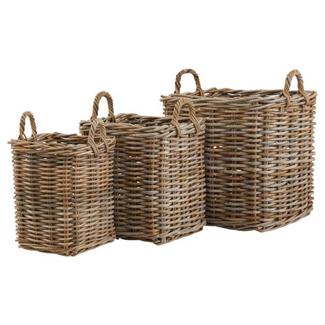 Set Of 3 Kubu Rattan Square Storage Baskets Roost Home Lifestyle