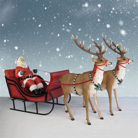 In Wide Giant Santa Sleigh Two Reindeer Set