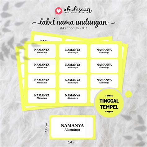 Jual Cetak Label Nama Undangan 103 Shopee Indonesia