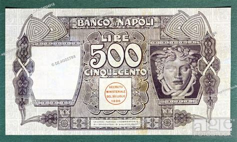 Lire Banknote Banco Di Napoli Reverse X Cm Stock