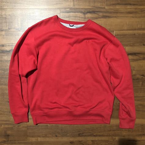 Large Red Champion Crewneck Only Worn 2 Times Depop