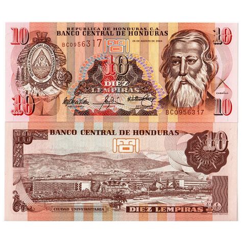 2004 Billete Honduras 10 Lempiras President J T Cabañas p86c SC