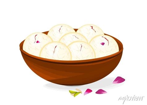 Rasgulla Bengali Indian Sweet Dish Food Vector • Wall Stickers Deliciously White Vegetarian