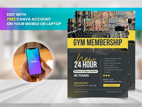 Gym Membership Flyer Diy Editable Canva Template Printable Social