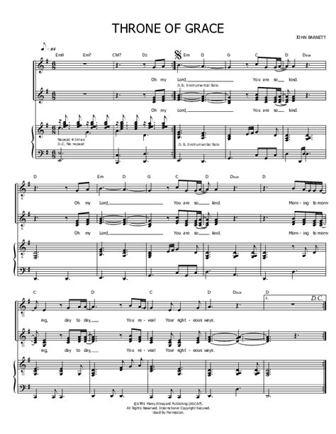 Throne Of Grace Sheet Music PDF Vineyard Worship PraiseCharts